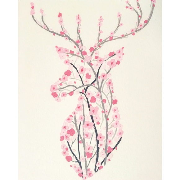 Other - Cherry Blossom Deer Painting